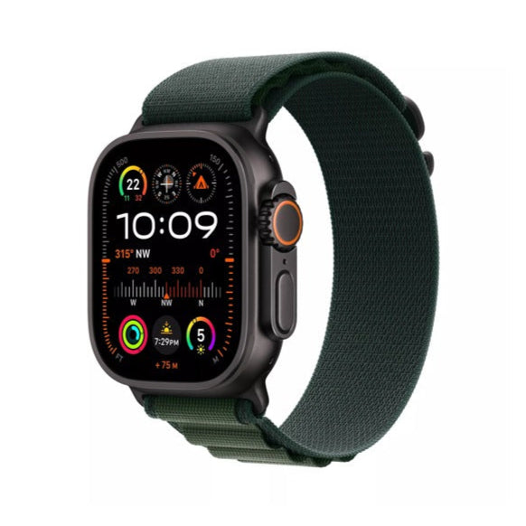ساعة آبل واتش ألترا 2 (2024) - مقاس 49 ملم - GPS + Cellular - بهيكل من التيتانيوم الأسود - وسوار Alpine Loop مقاس متوسط | أخضر داكن ساعة آبل واتش ألترا 2 (2024) - مقاس 49 ملم - GPS + Cellular - بهيكل من التيتانيوم الأسود - وسوار Alpine Loop مقاس متوسط | أخضر داكن
